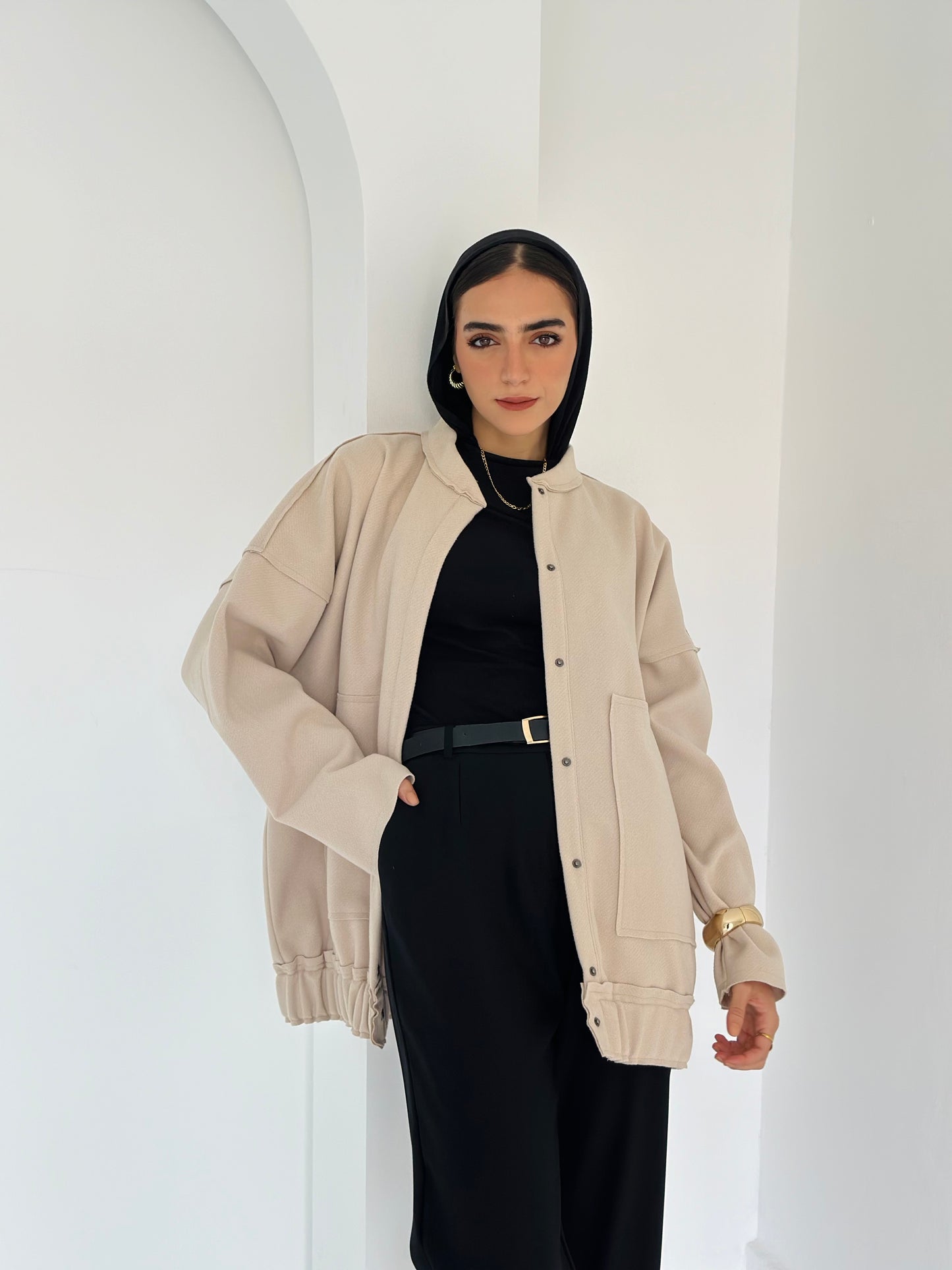 casual Wool Jacket In Beige