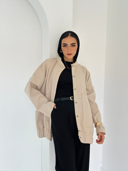casual Wool Jacket In Beige