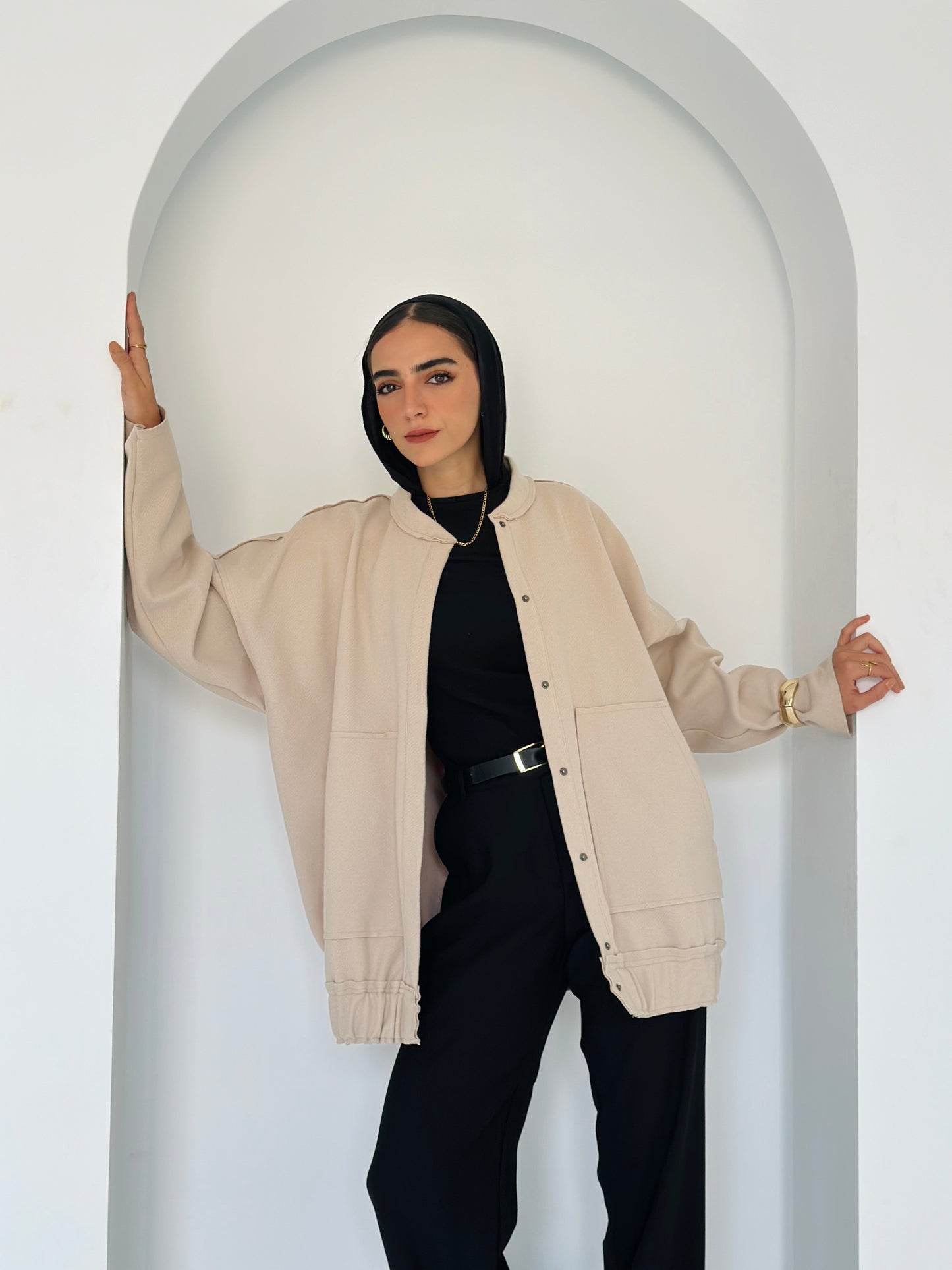 casual Wool Jacket In Beige