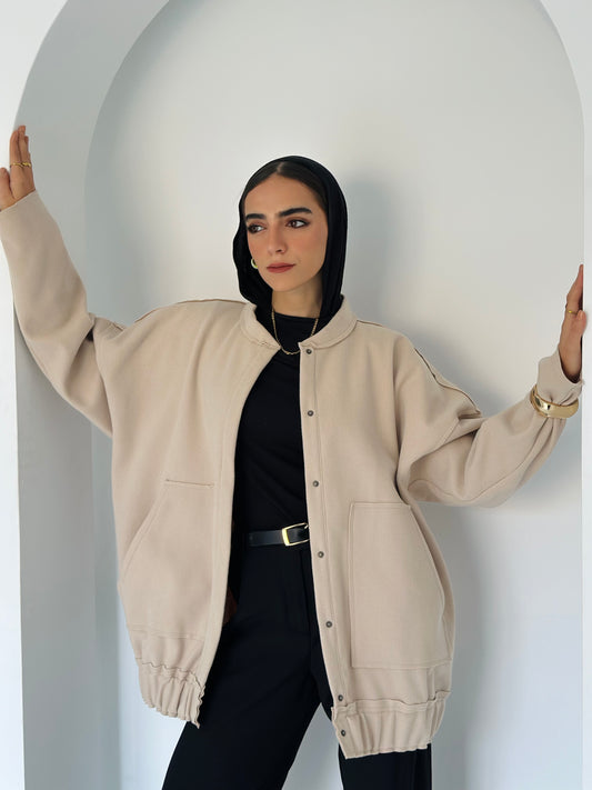 casual Wool Jacket In Beige