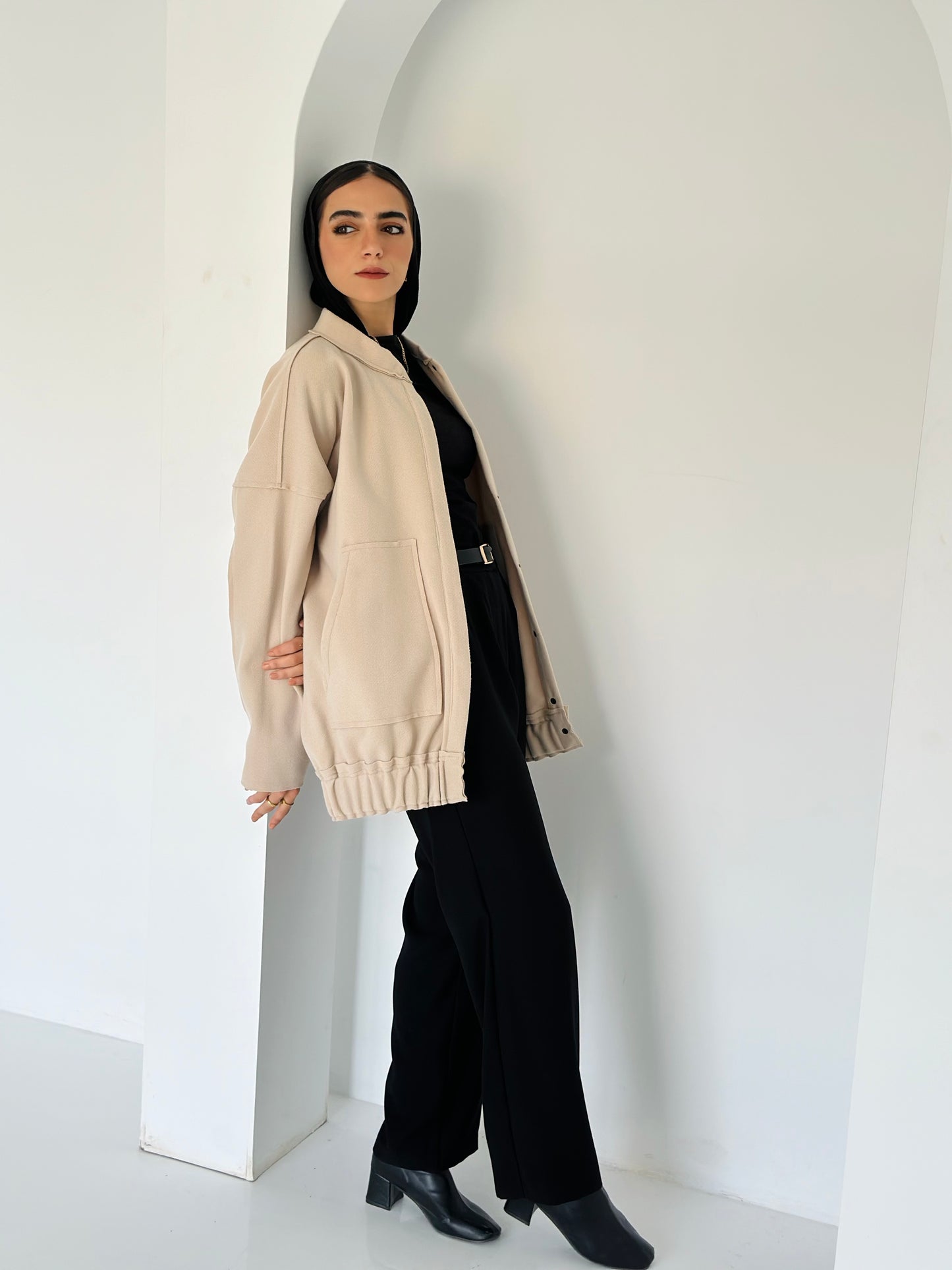 casual Wool Jacket In Beige