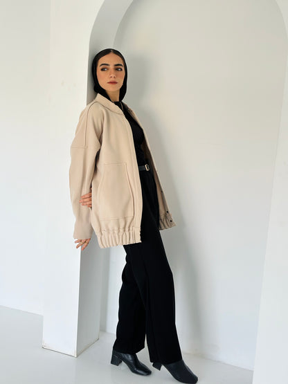casual Wool Jacket In Beige