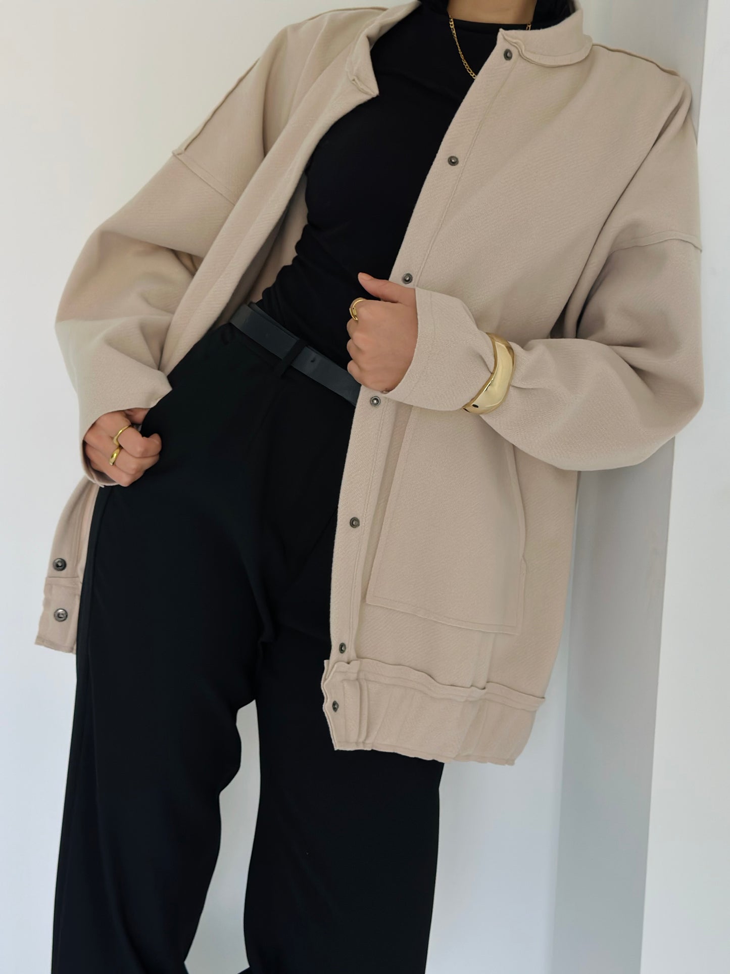 casual Wool Jacket In Beige