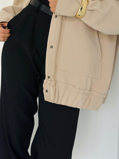 casual Wool Jacket In Beige