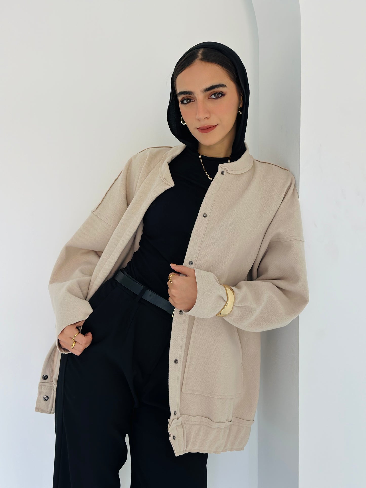 casual Wool Jacket In Beige