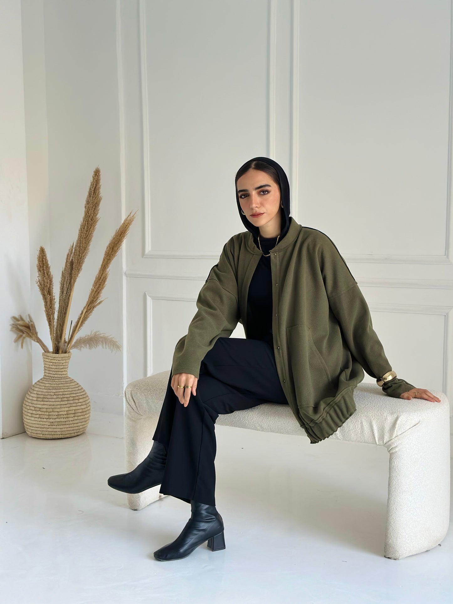 casual Wool Jacket In Olive