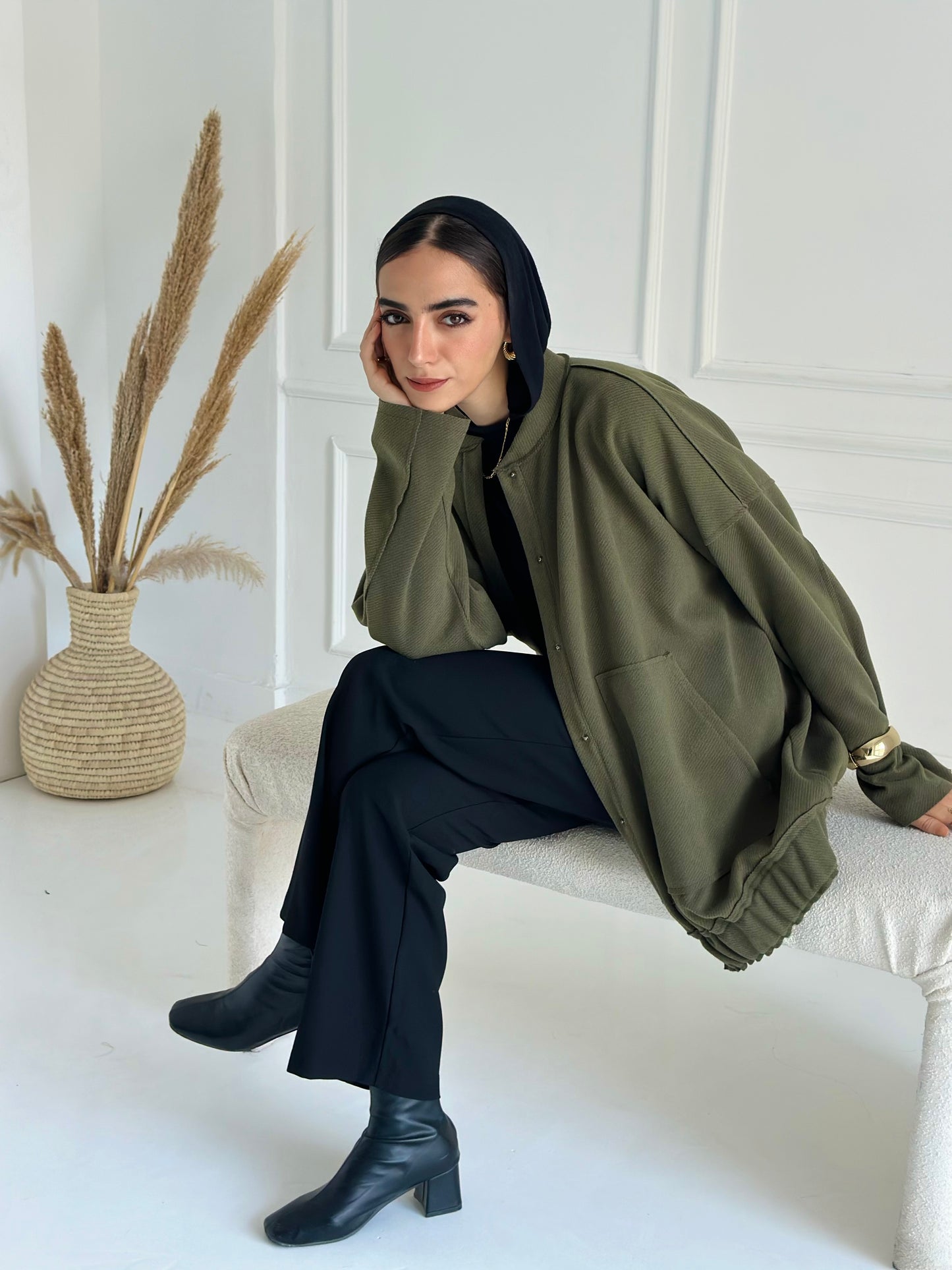 casual Wool Jacket In Olive