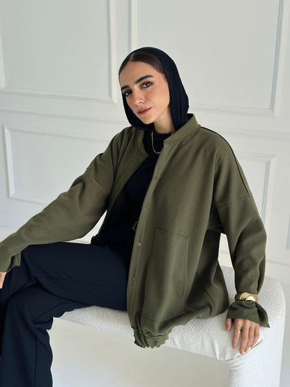 casual Wool Jacket In Olive