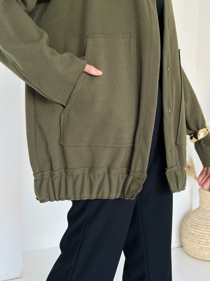 casual Wool Jacket In Olive