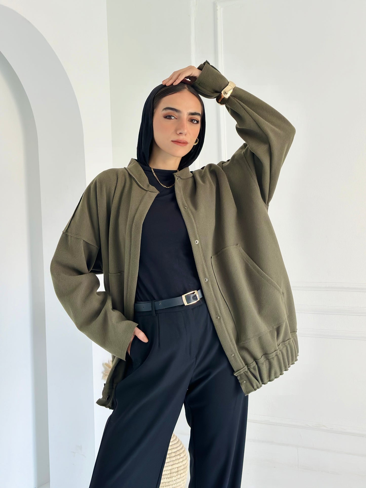casual Wool Jacket In Olive