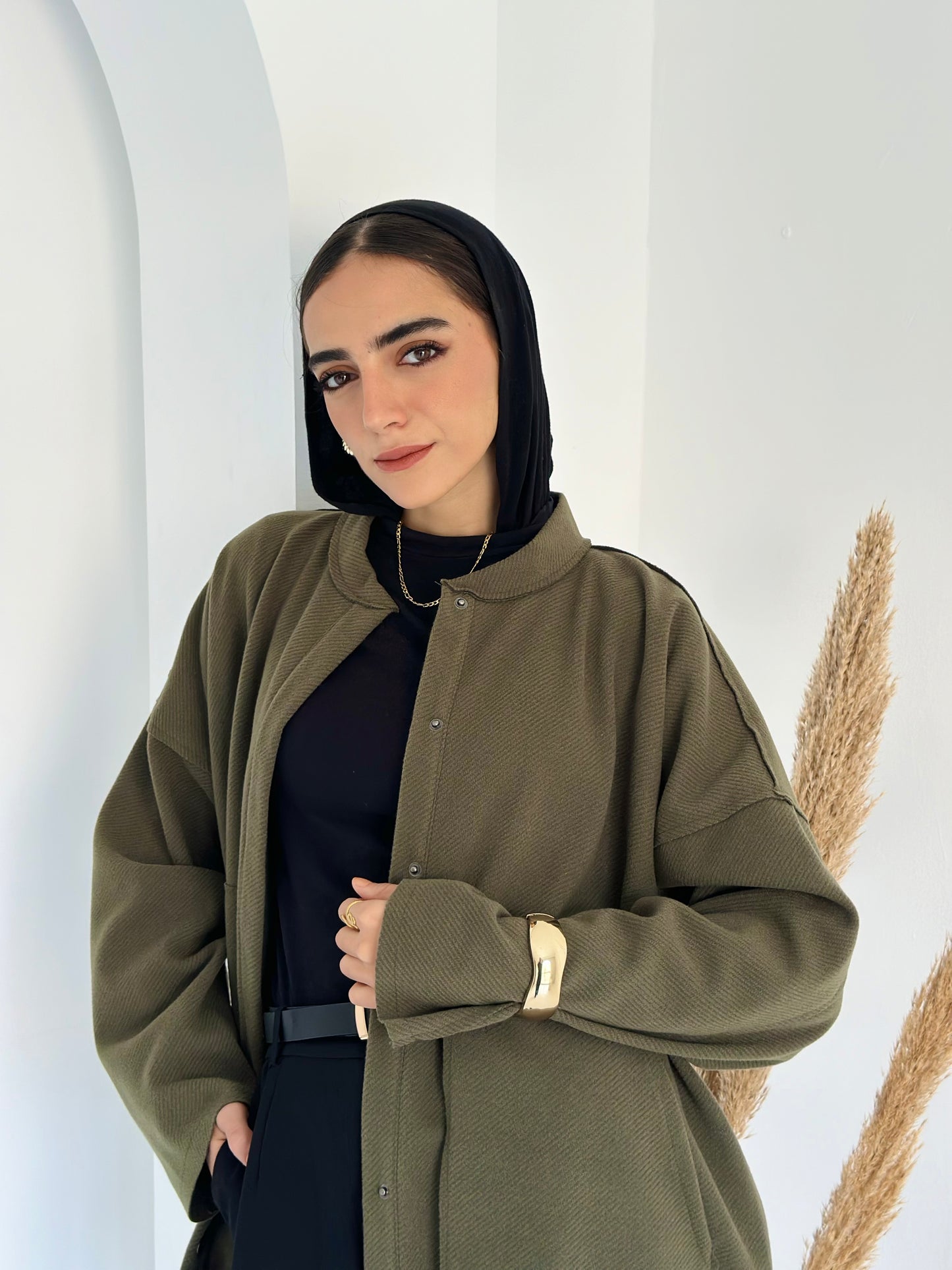 casual Wool Jacket In Olive