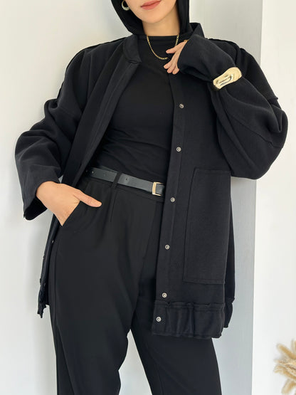 casual Wool Jacket In Black