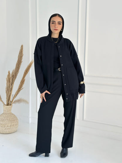 casual Wool Jacket In Black