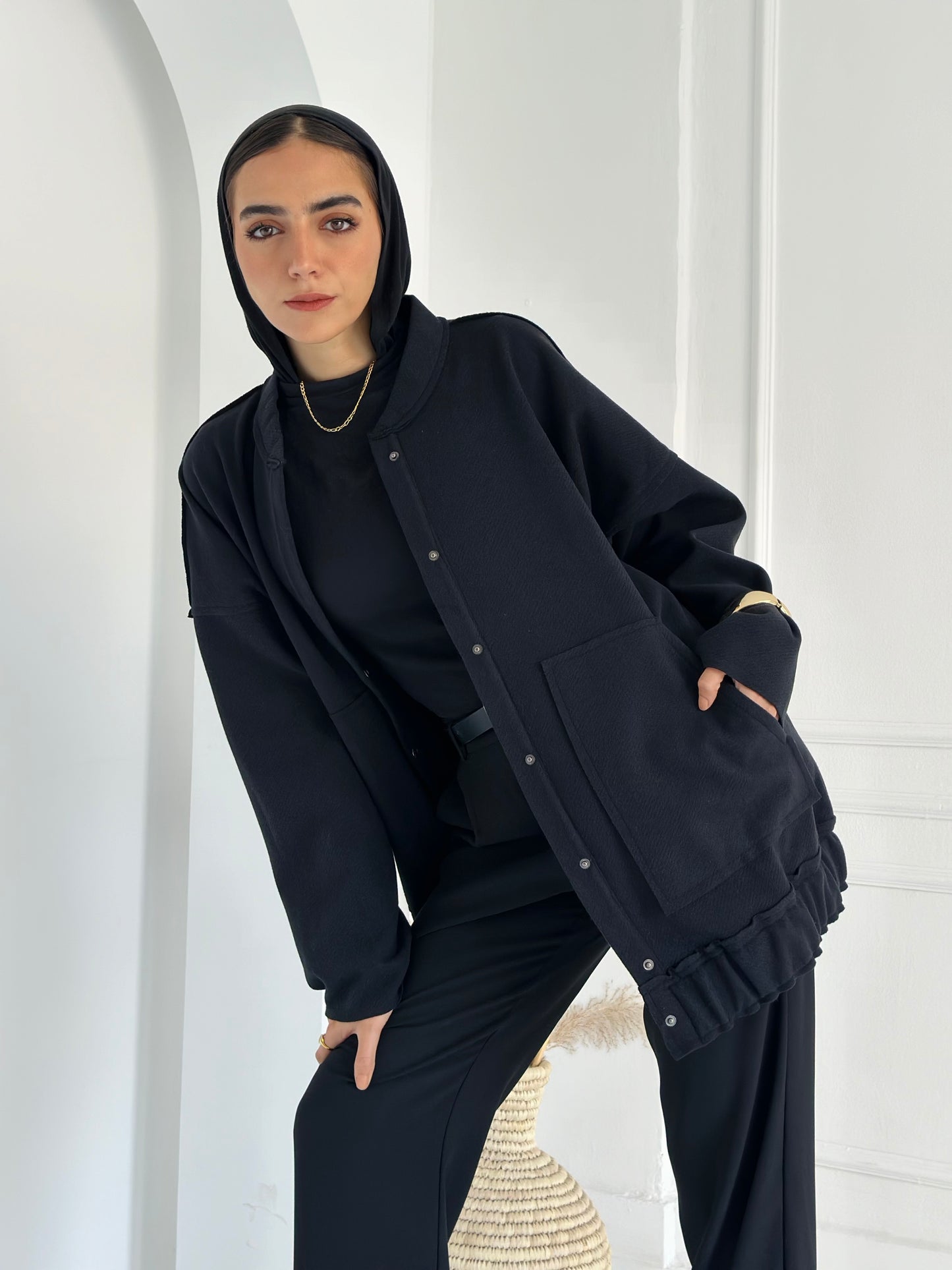 casual Wool Jacket In Black