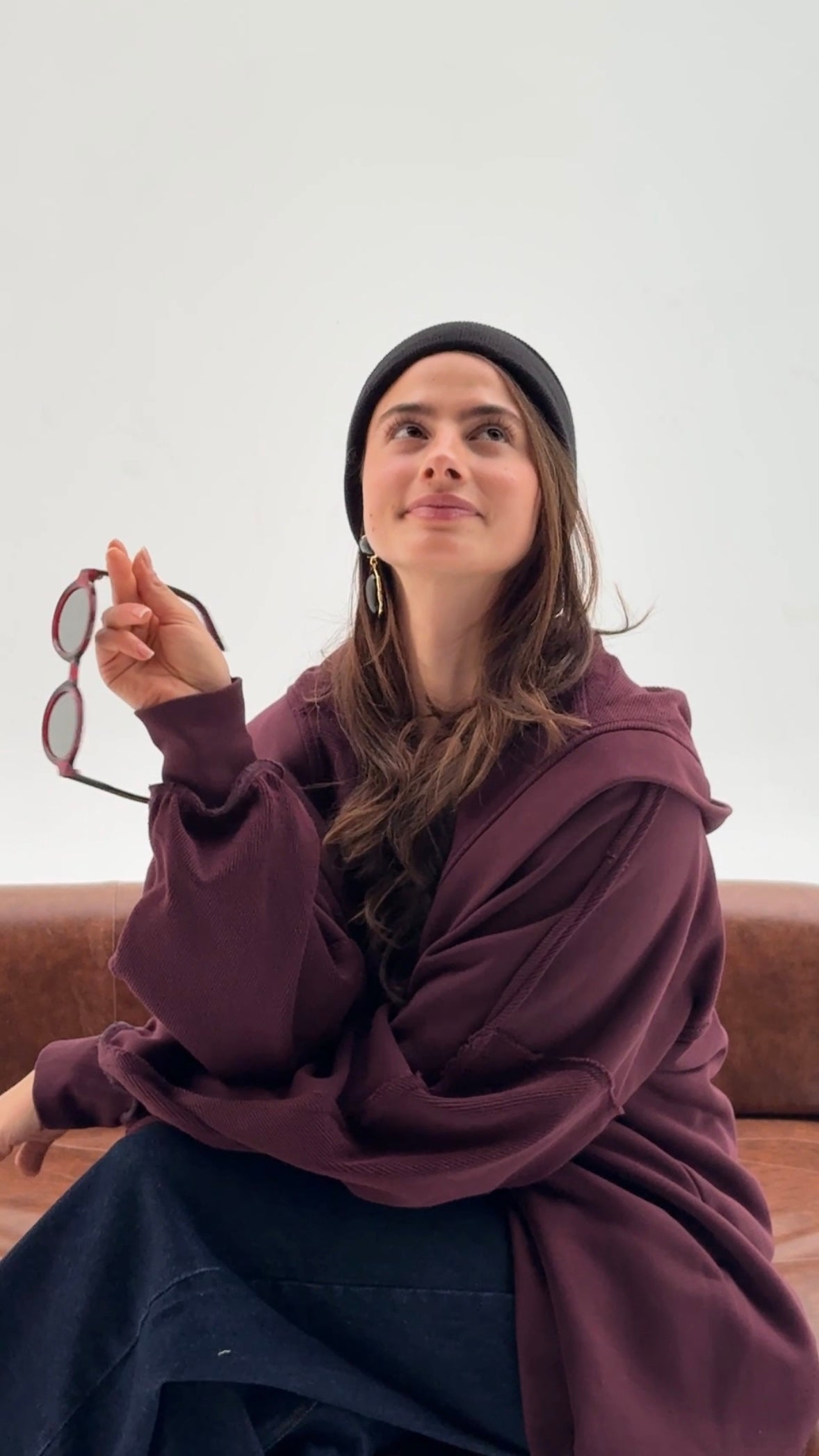 HOODED CARDIGAN IN MAROON