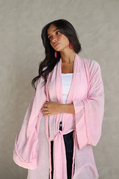 Halo Braids kimono candy pink