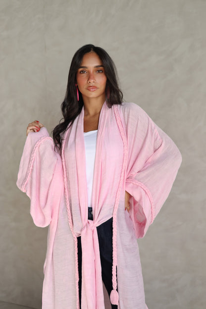 Halo Braids kimono candy pink