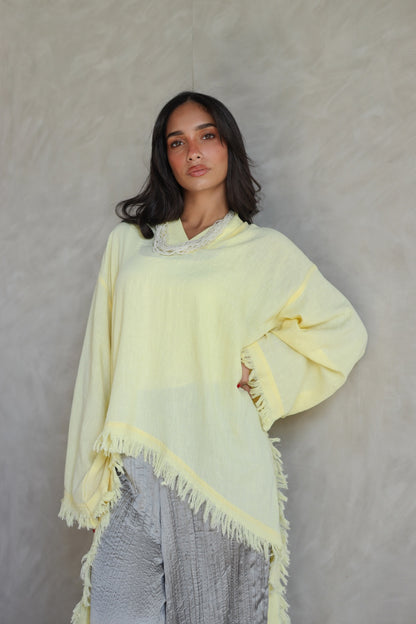 Solea fringe top butter yellow