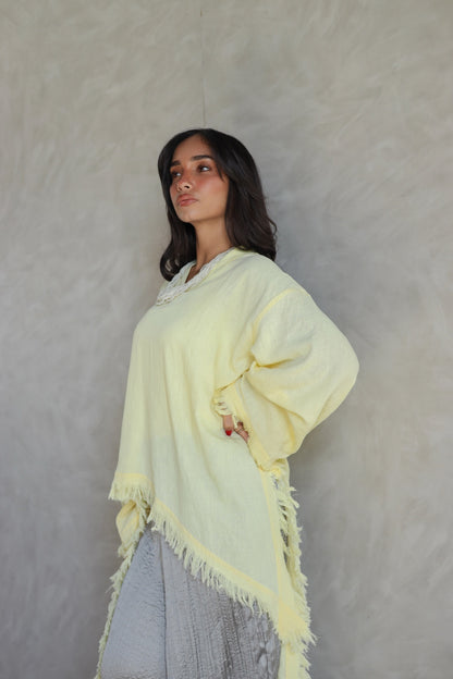 Solea fringe top butter yellow