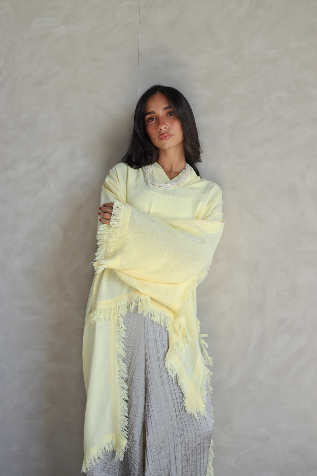 Solea fringe top butter yellow