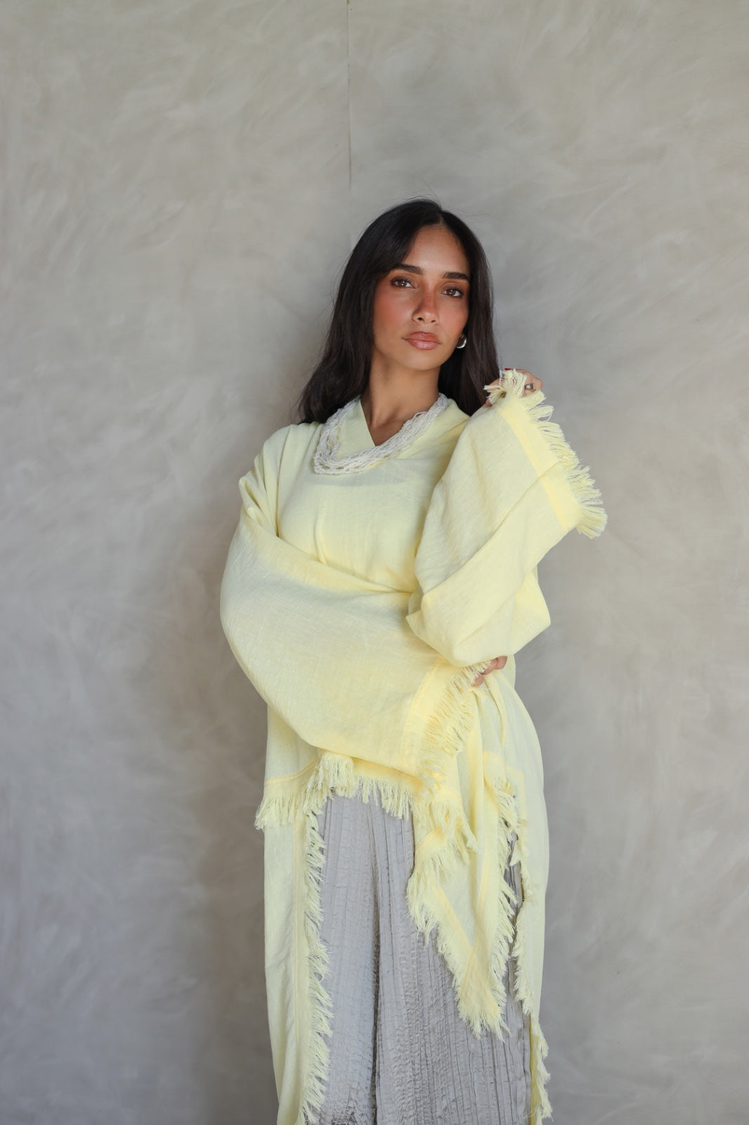 Solea fringe top butter yellow