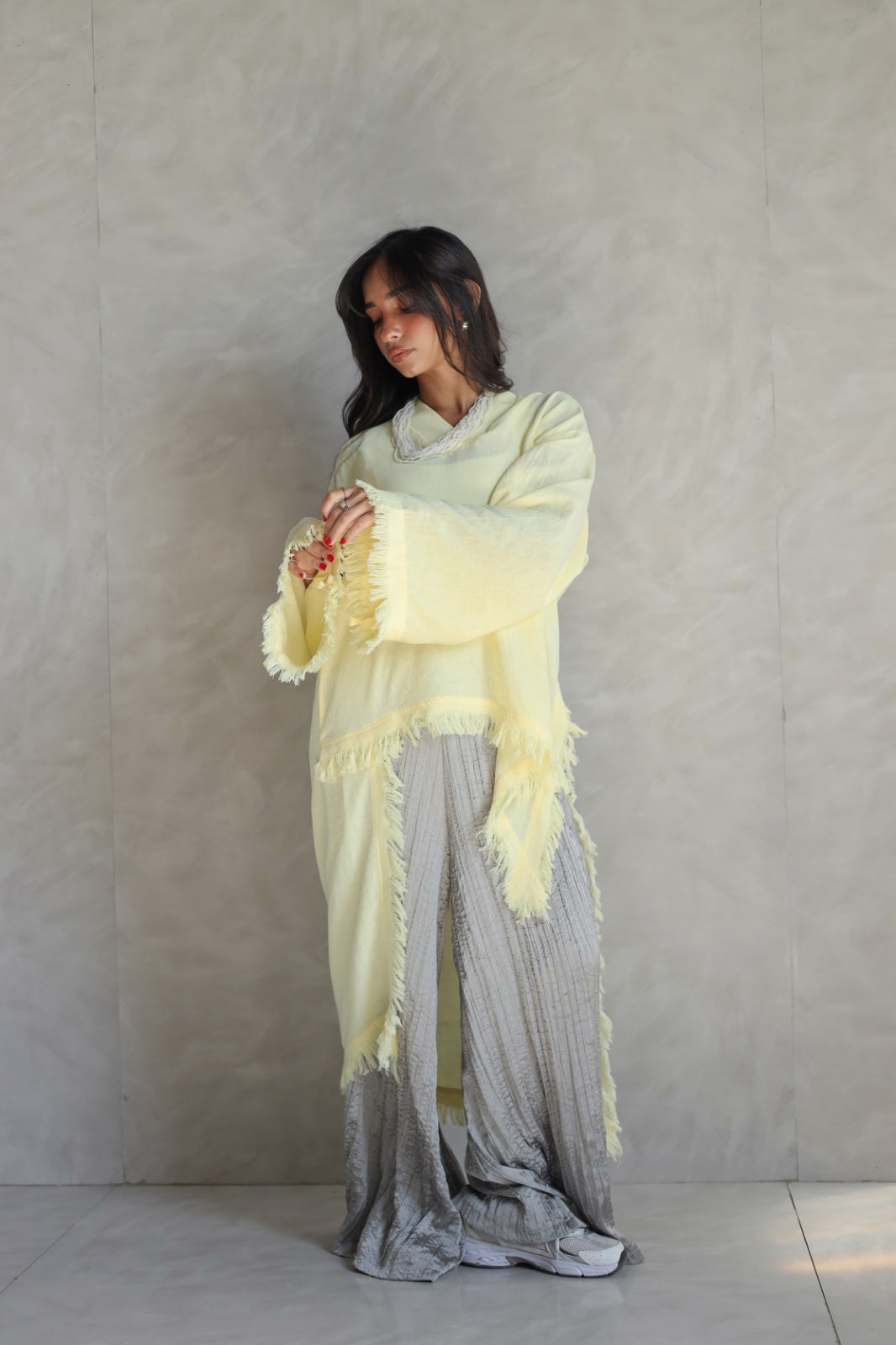 Solea fringe top butter yellow