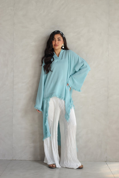 Solea fringe top soft aqua
