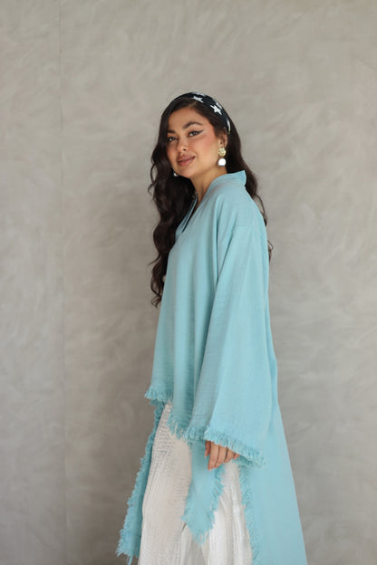 Solea fringe top soft aqua