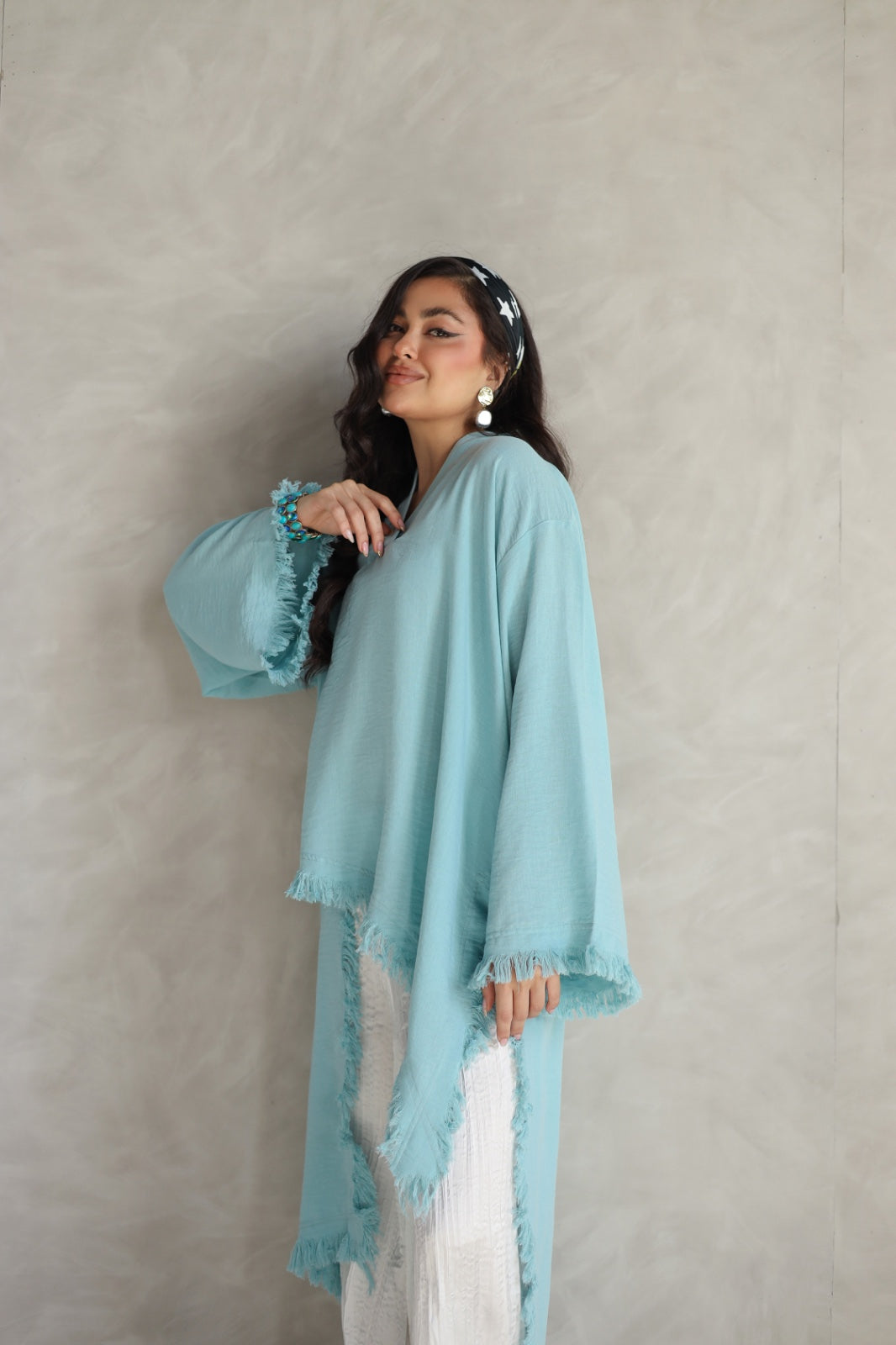 Solea fringe top soft aqua