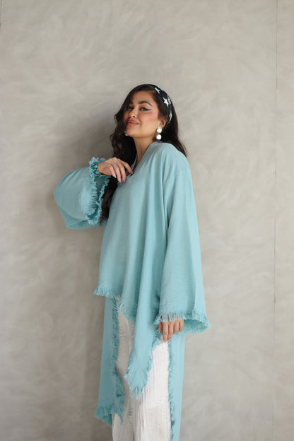 Solea fringe top soft aqua