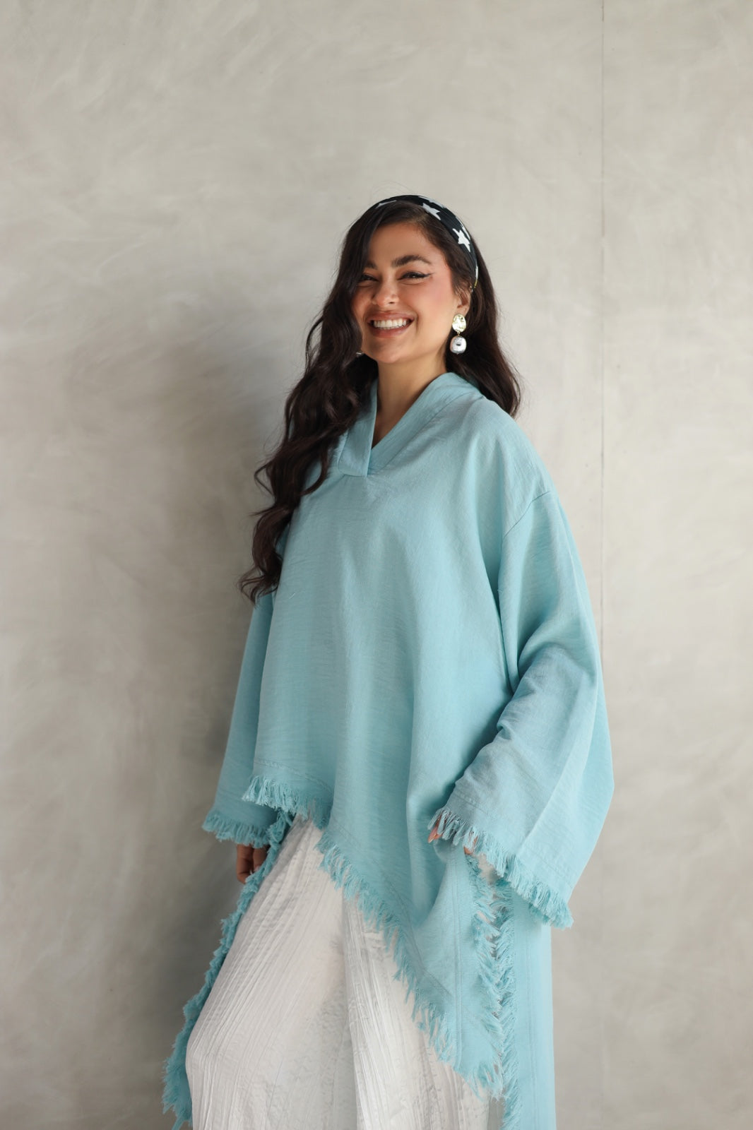 Solea fringe top soft aqua
