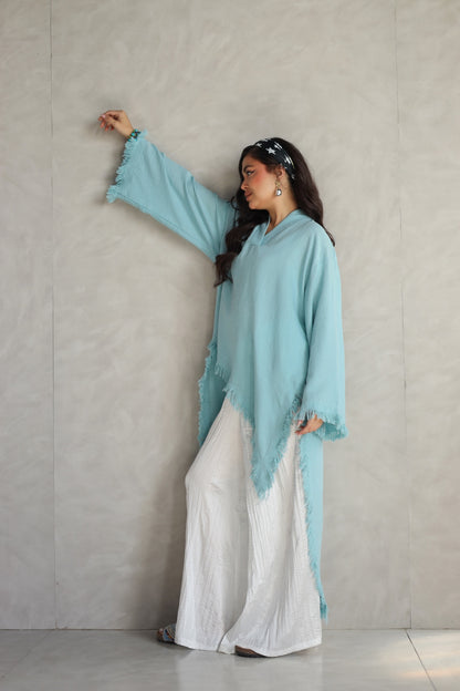 Solea fringe top soft aqua