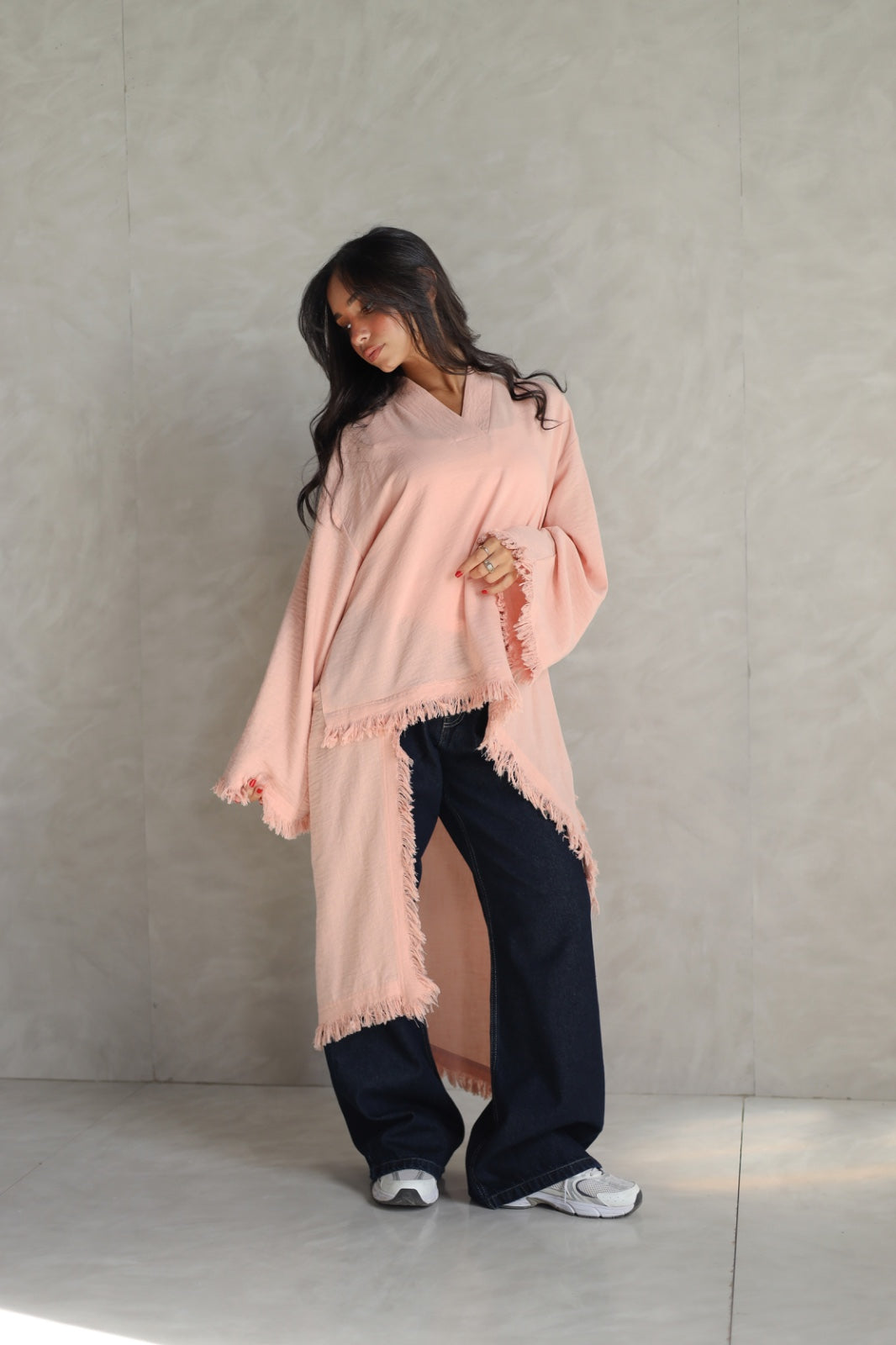 Solea fringe top peach fuzz