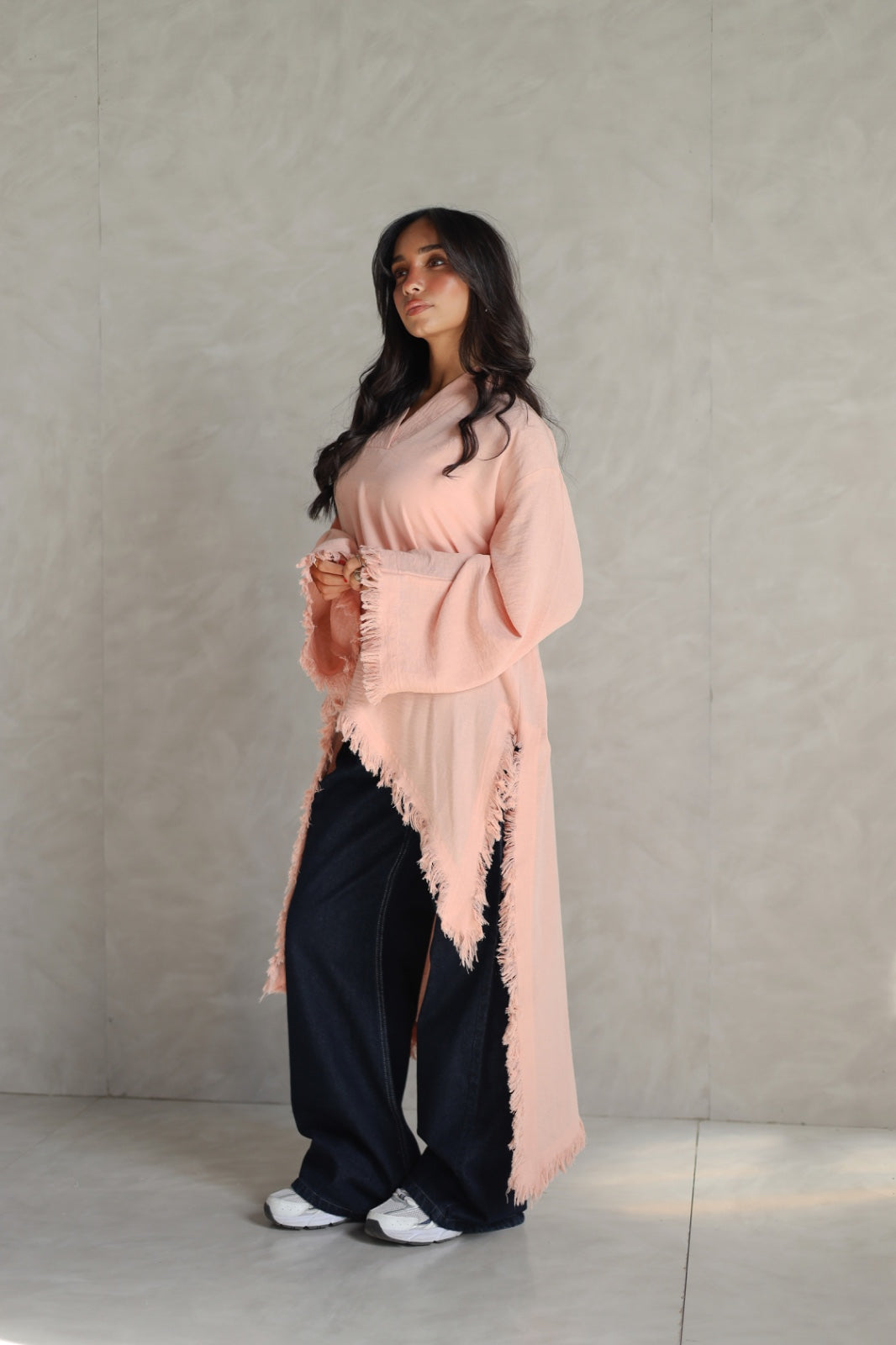 Solea fringe top peach fuzz