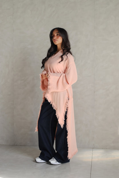 Solea fringe top peach fuzz