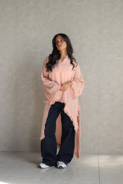 Solea fringe top peach fuzz