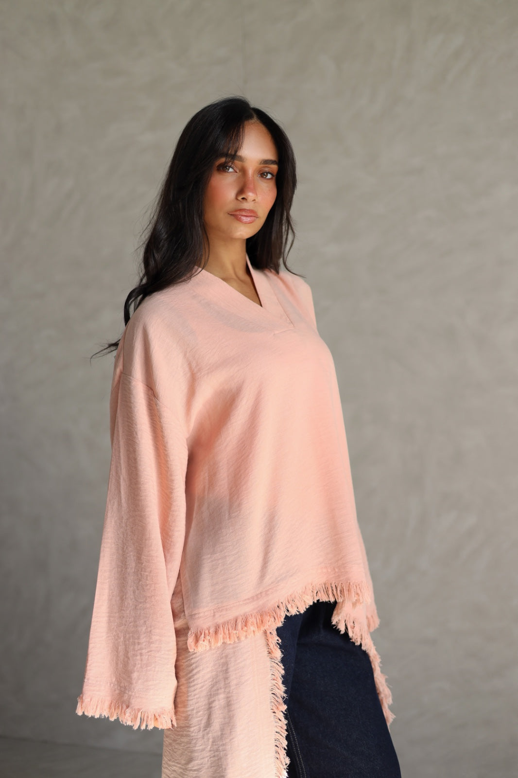 Solea fringe top peach fuzz