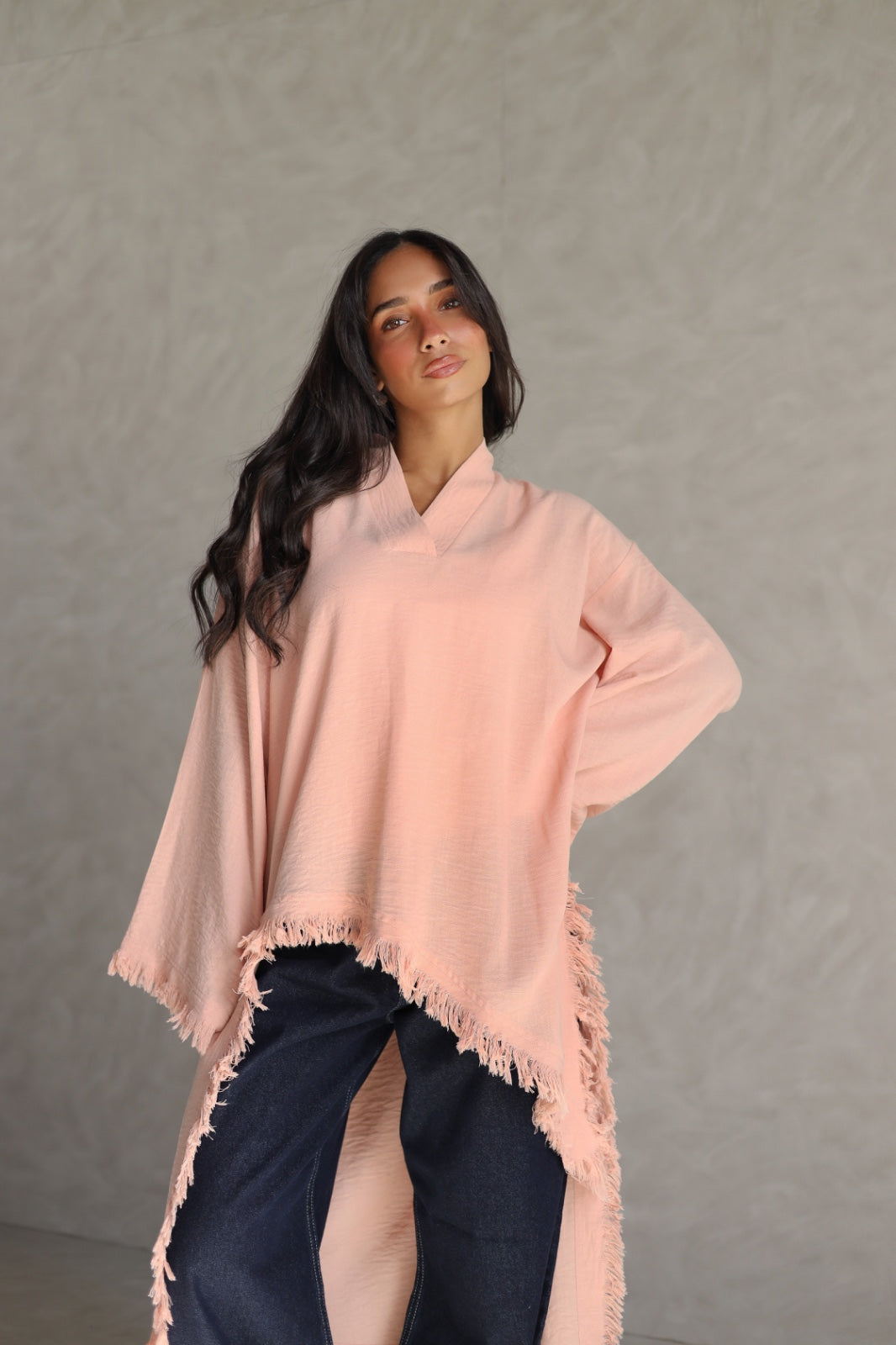 Solea fringe top peach fuzz
