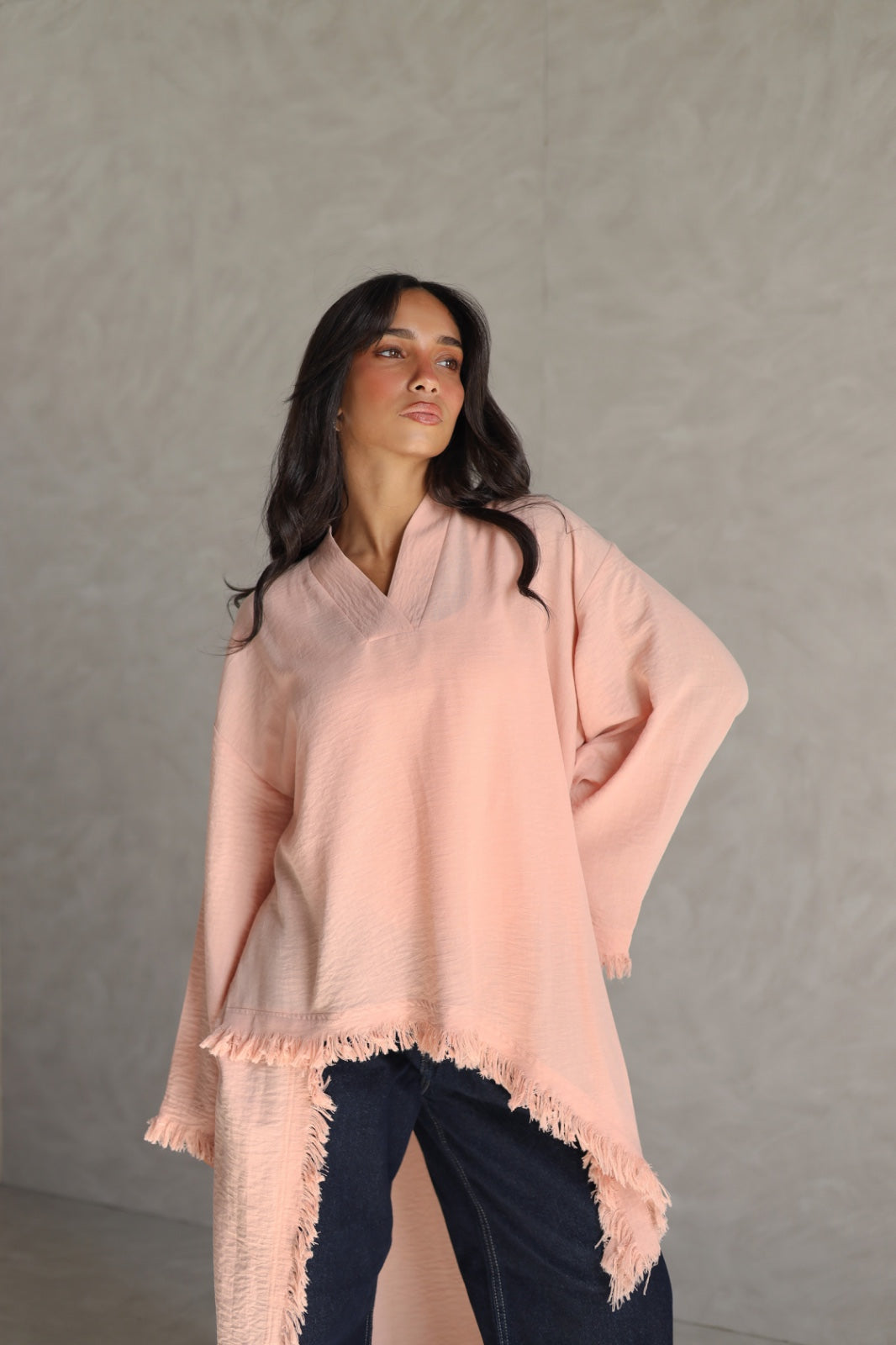 Solea fringe top peach fuzz