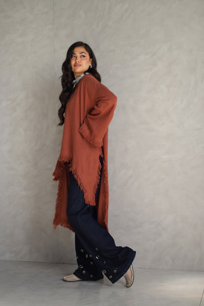 Solea fringe top burnt brick