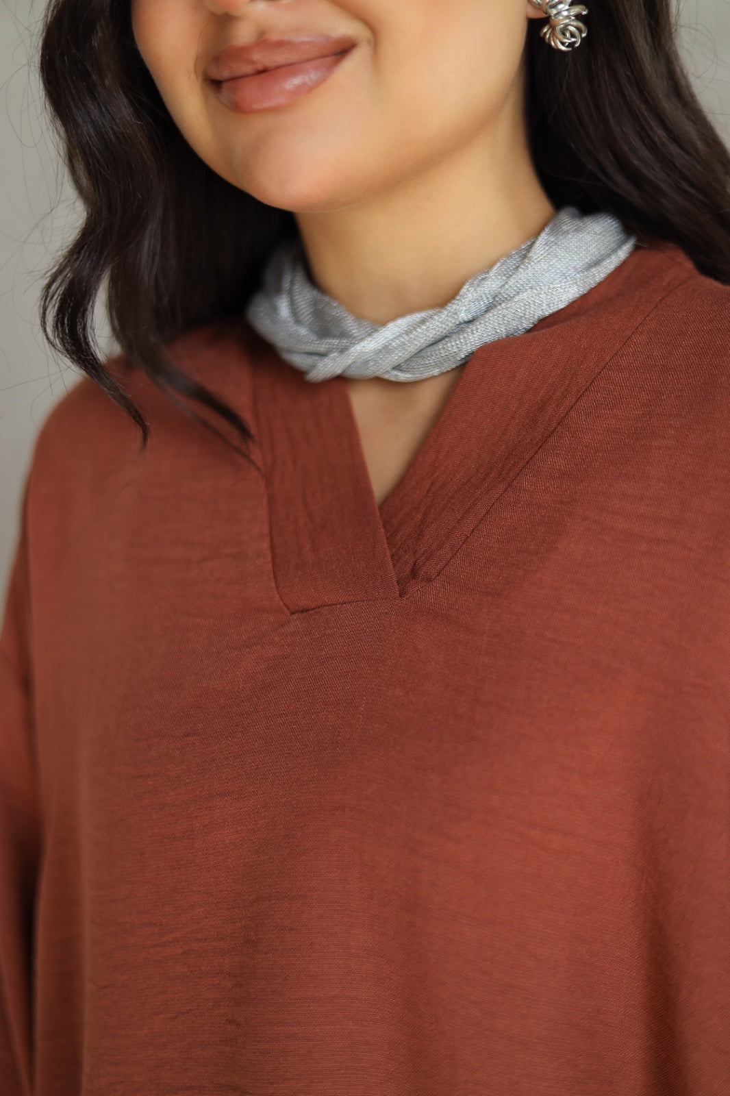 Solea fringe top burnt brick