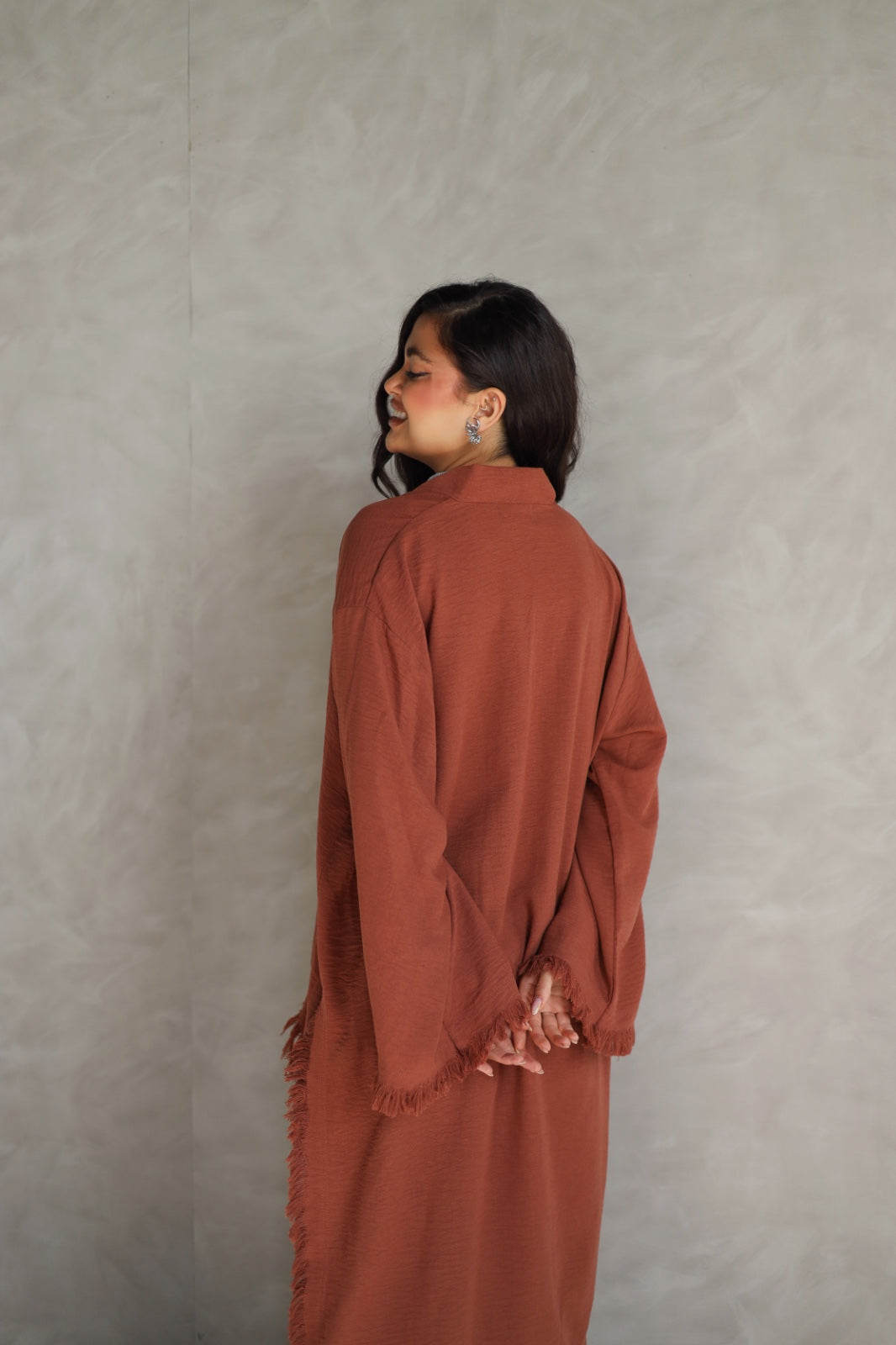 Solea fringe top burnt brick