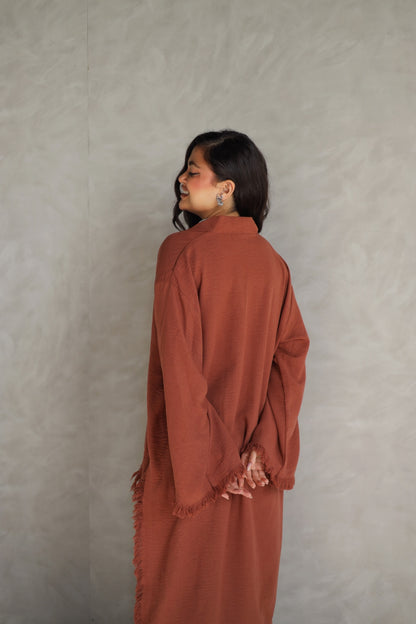 Solea fringe top burnt brick
