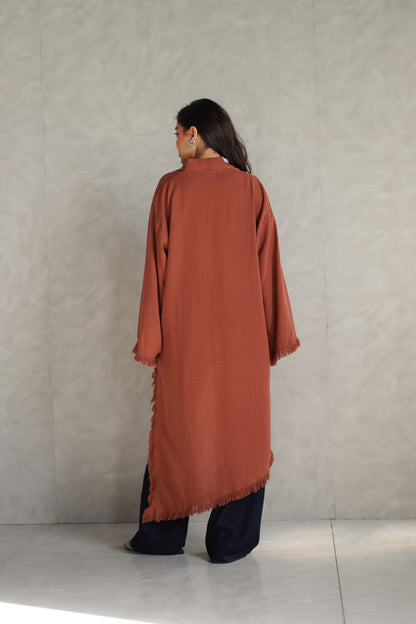 Solea fringe top burnt brick