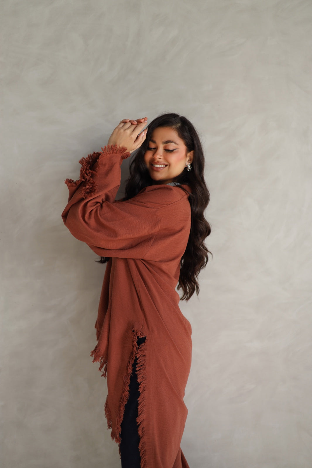 Solea fringe top burnt brick