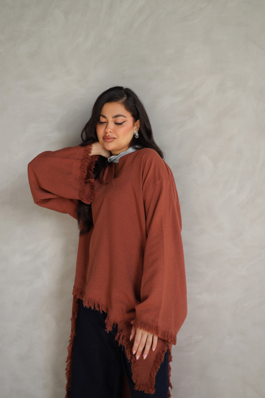 Solea fringe top burnt brick