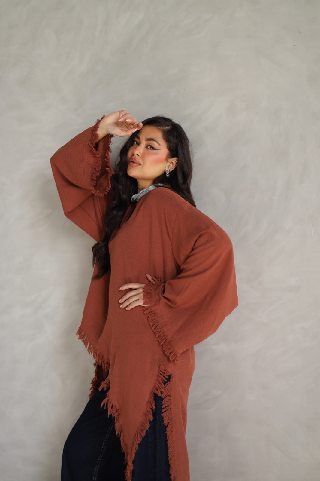 Solea fringe top burnt brick
