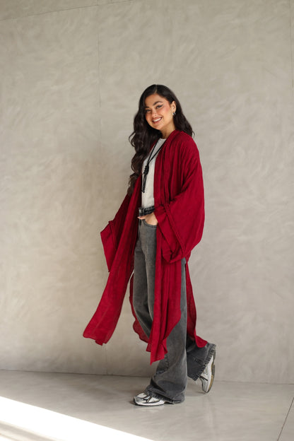 Halo Braids kimono cherry red