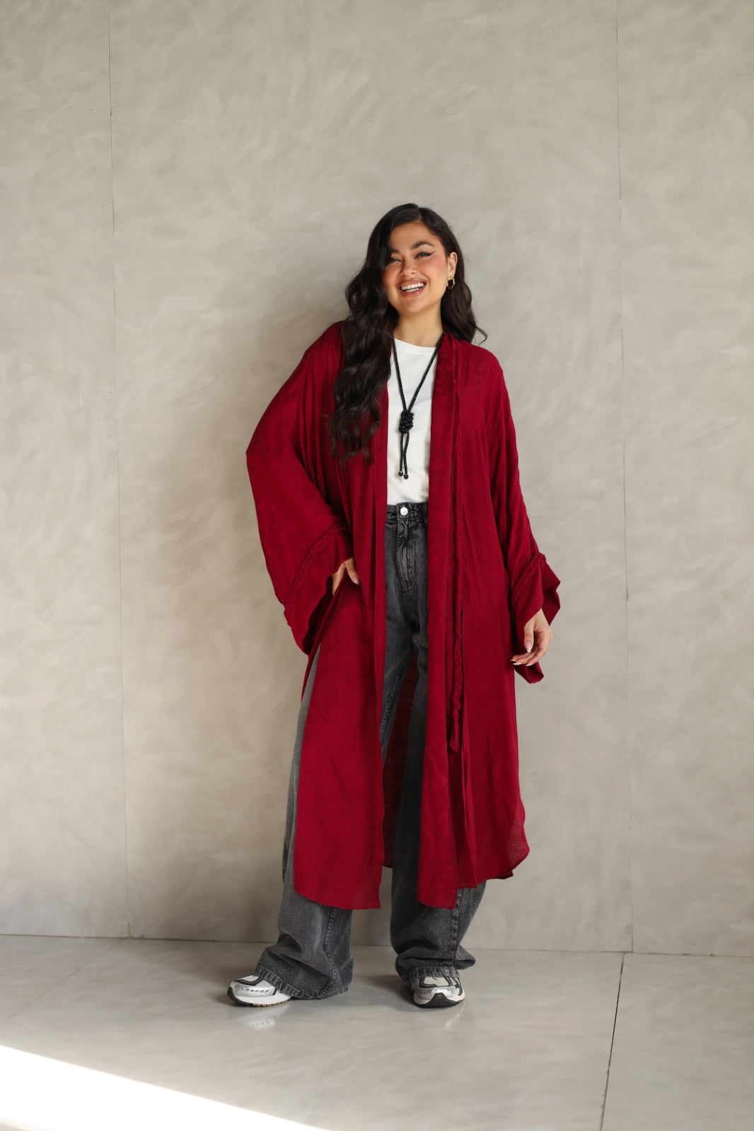 Halo Braids kimono cherry red