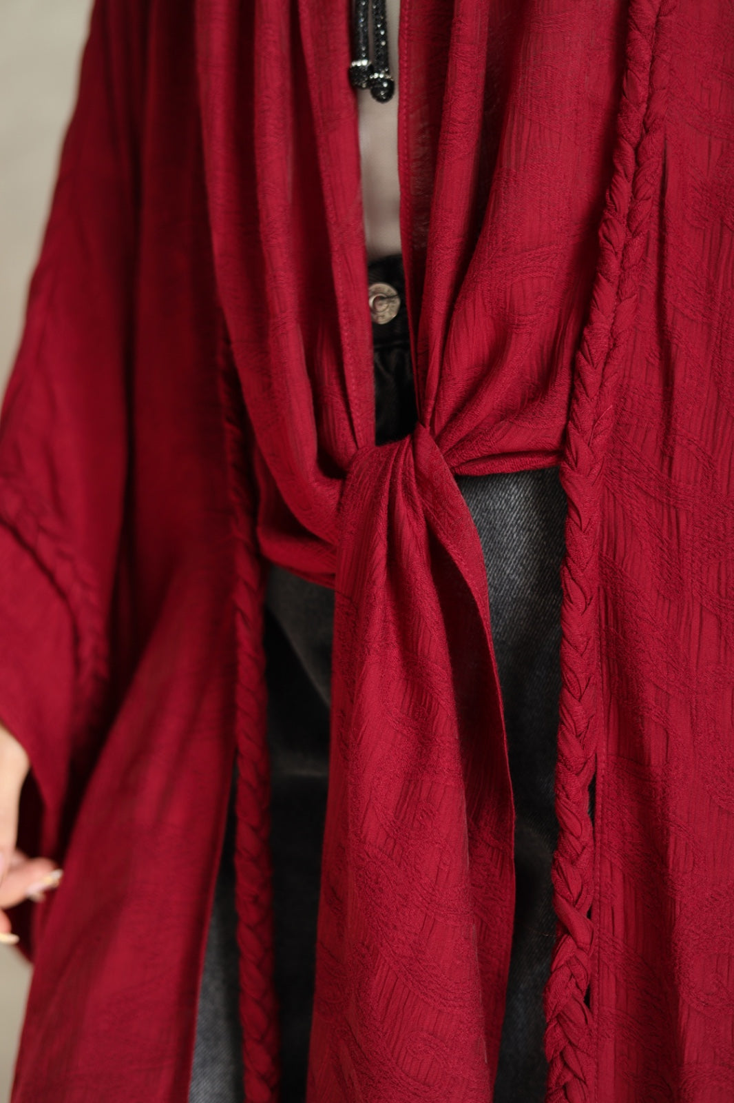 Halo Braids kimono cherry red